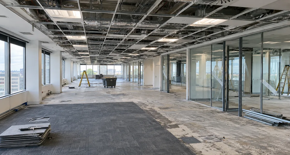Cleared office shell after strip-out
