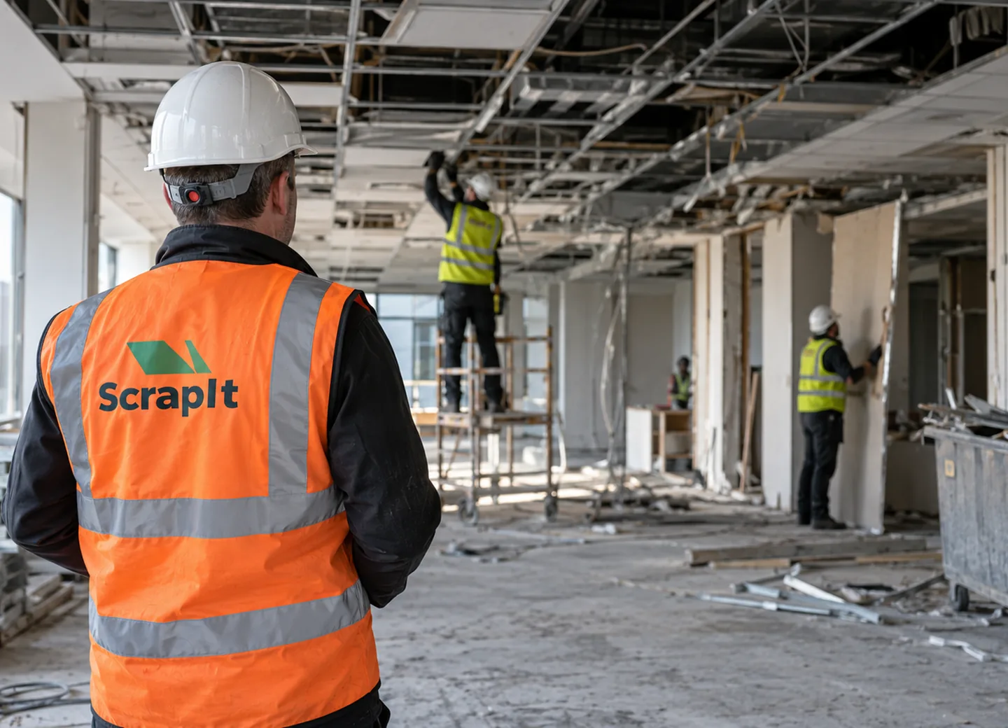 Supervisor inspecting office strip-out works